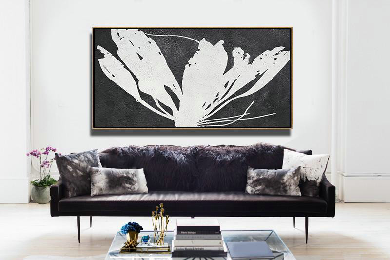 Extra Large Canvas Art,Handmade Acrylic Painting,Oversized Horizontal Minimal Art On Canvas - Modern Abstract Wall Art